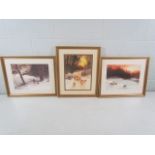 Three prints framed and glazed of farming scenes