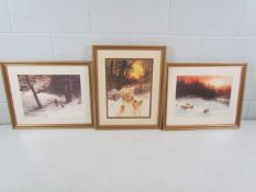 Three prints framed and glazed of farming scenes