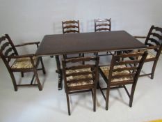 Darkwood Ercol dining table and darkwood chairs