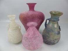 Selection of coloured frosted glassware