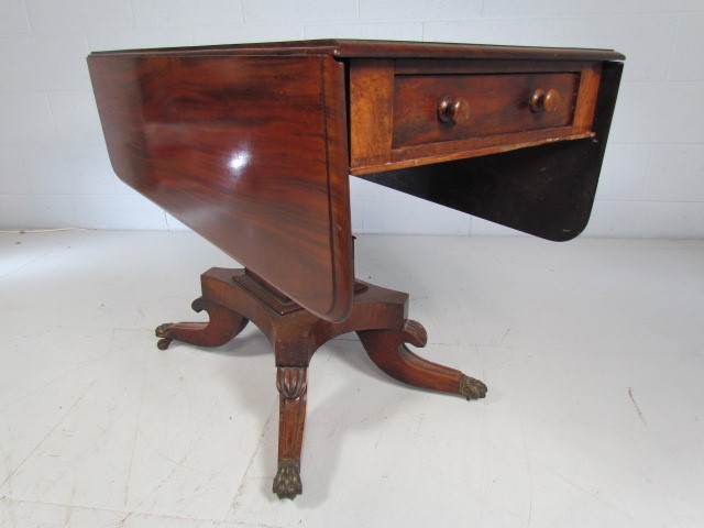 Antique mahogany sutherland style table with single drawer - Image 3 of 4