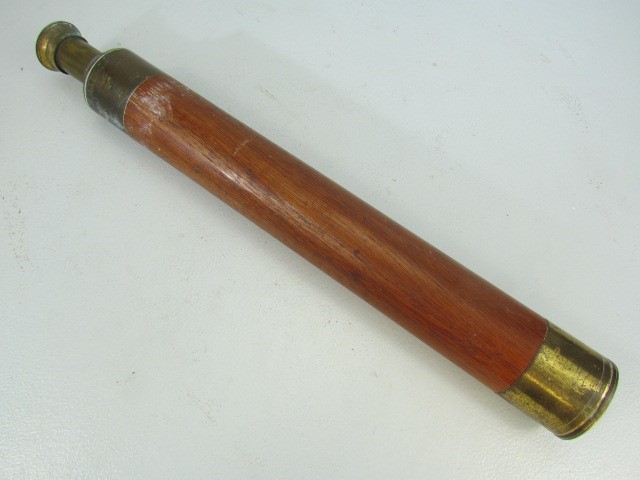 WW2 Wooden and brass three drawer telescope