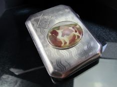 Joseph Gloster Ltd - Hallmarked silver cigarette case. Central panel to front depicting a hunting