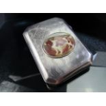 Joseph Gloster Ltd - Hallmarked silver cigarette case. Central panel to front depicting a hunting