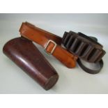 Leather Cartridge belt and Pistol holster with leather belt