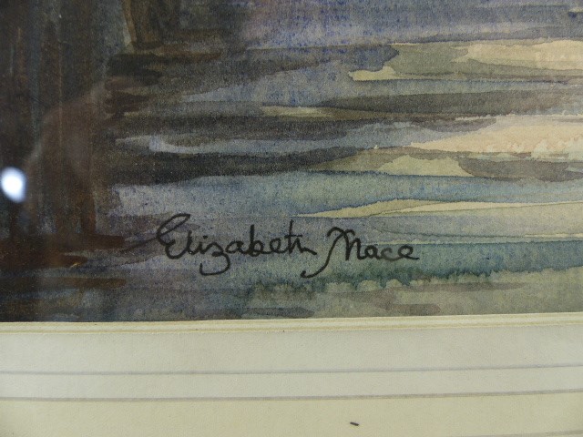Elizabeth Mace - Watercolour depicting 'Winter, Ships'. - Image 3 of 3