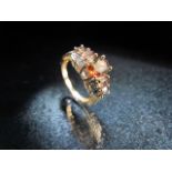 10ct Yellow Gold Diamond and Smokey Quartz Ring