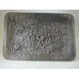 Pewter Art Deco floral tray decorated with chrysanthemums