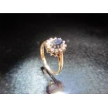 9ct Gold Sapphire and Diamond cluster ring Approx size N