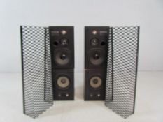 Wharfdale and Kenwood vintage speakers with metal mesh front