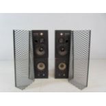 Wharfdale and Kenwood vintage speakers with metal mesh front