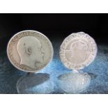 Two antique coins - a Silver 1907 one florin and one other antique Victorian coin.