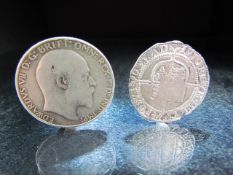 Two antique coins - a Silver 1907 one florin and one other antique Victorian coin.