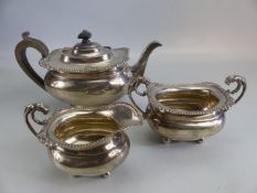 Silver Hallmarked Tea set comprising teapot, milk & Sugar Birmingham dated 1908, by Thomas Edward