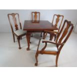 Walnut Veneer dining table with 5 matching chairs
