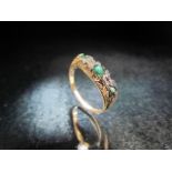9ct Gold Emerald and Diamond ring Approx size - O