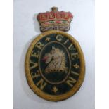Military Academy badge c.1921 with crown mounted to top. Attributed to Major General Henry