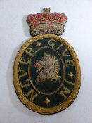 Military Academy badge c.1921 with crown mounted to top. Attributed to Major General Henry