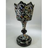 Victorian handpainted glass goblet decorated with flowers