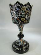 Victorian handpainted glass goblet decorated with flowers