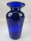 Bristol Blue glass vase with twisted decoration