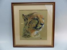 Tom Burley - (Local Artist) depicting a Cheetah head in pastel