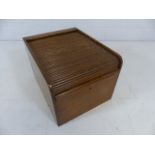 Mid century oak box with tamber roller front - key in office