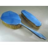 Silver and Guilloche enamel brush and hand brush