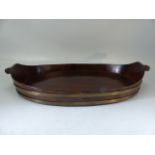 Georgian mahogany brass bound tray with scroll handle