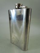 Stainless steel Russian hip flask set with enamelled russian badge and marked to base CCCP
