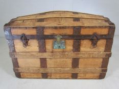 Wooden dome topped and metal trunk with original inserts