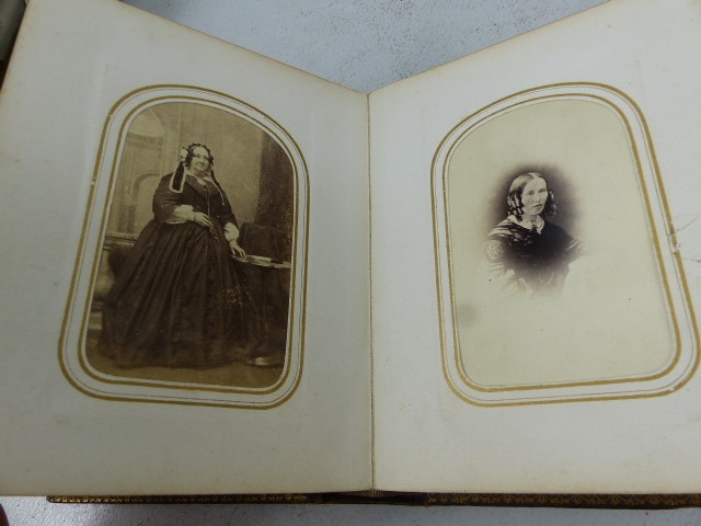 Antique photograph album and one other, both fitted with leather and brass - Image 7 of 8