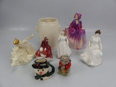 Selection of Royal Doulton ladies along with a Sylvac tea caddy 3372