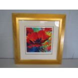 Simon Bull - Abstract signed limited edition print of a poppy 'Wonderland'. 20/195