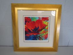 Simon Bull - Abstract signed limited edition print of a poppy 'Wonderland'. 20/195