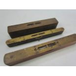 Three vintage precision brass spirit levels, John Rabone & Sons, E Preston & Sons, Payne & Co