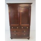 Antique Linen press with four drawers below and cupboard above containing sliding shelves. With