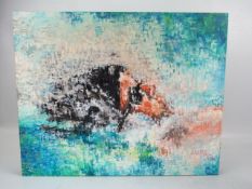 Painting by artist Linda Green of Matt Clay (commonwealth backstroke Medallist) oil on canvas