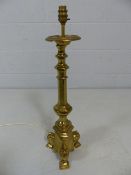 Brass antique lamp converted from an ecclesiastical candlestick