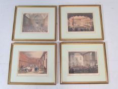 Set of four Aqua tints depicting venues