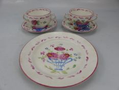 Staffordshire Pountney and co 'Old Bristol Basket' two piece part tea set