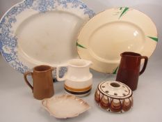 Mid Century pottery to include Jersey pottery flower ring and platters etc