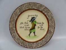 Royal Doulton 'Golfing' Proverbs plate 'An Oak is not felled by one blow, Take the will for the