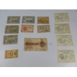 Selection of early 20th century French and Japanese bank notes