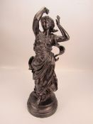 Art Nouveau style bronze of a lady A/F