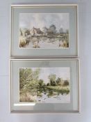 Sydney Nevell - a pair of framed and glazed watercolours depicting lakeside scenes