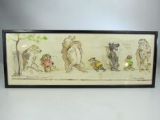 M Bennett - a comical watercolour of dogs 1974