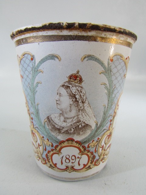 Victorian enamelled Commemorative beaker 1837 - 1897.