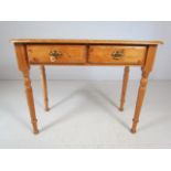 Antique pine two drawer dressing table