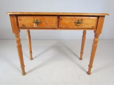 Antique pine two drawer dressing table